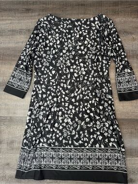 Primark Black and White Floral Border Midi Dress